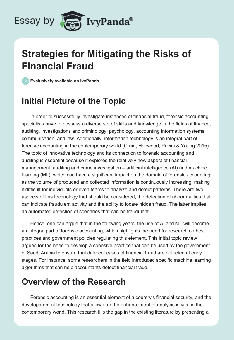 Strategies for Mitigating the Risks of Financial Fraud. Page 1