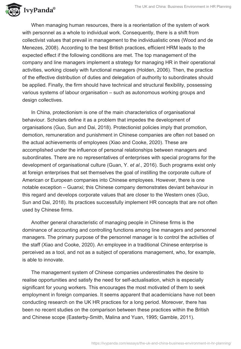 The UK and China: Business Environment in HR Planning. Page 3