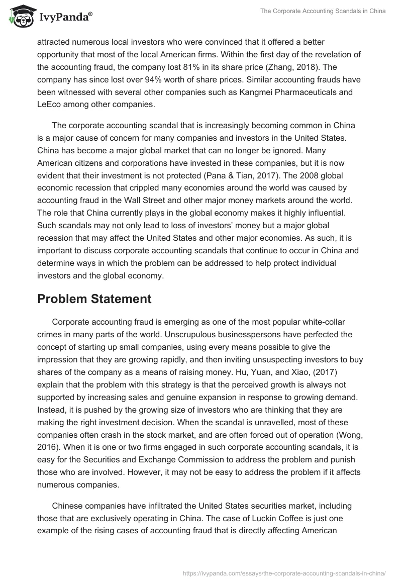 The Corporate Accounting Scandals in China. Page 2