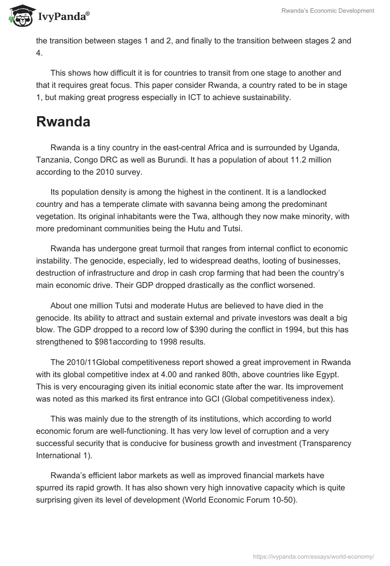 Rwanda’s Economic Development. Page 3