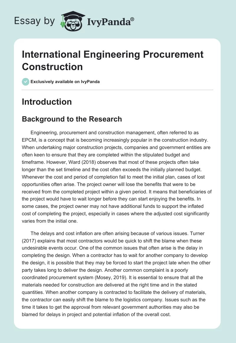 International Engineering Procurement Construction. Page 1