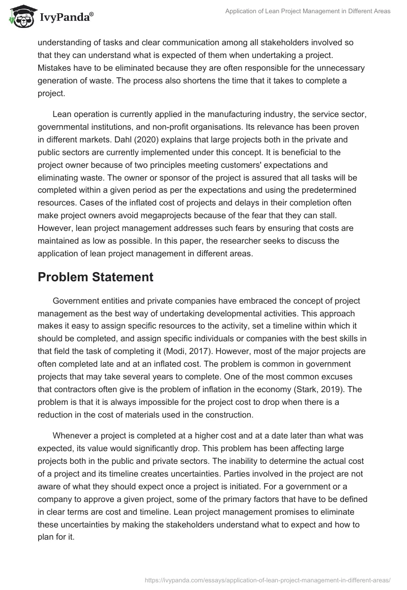 Application of Lean Project Management in Different Areas. Page 2