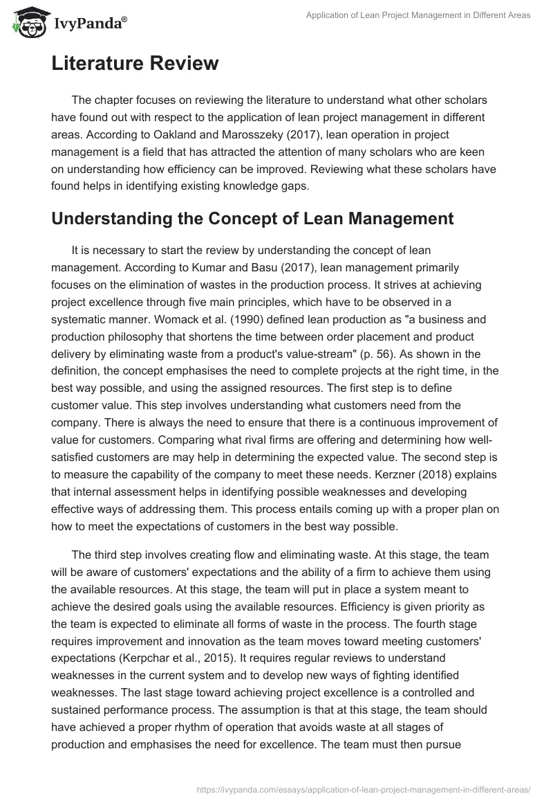 Application of Lean Project Management in Different Areas. Page 5