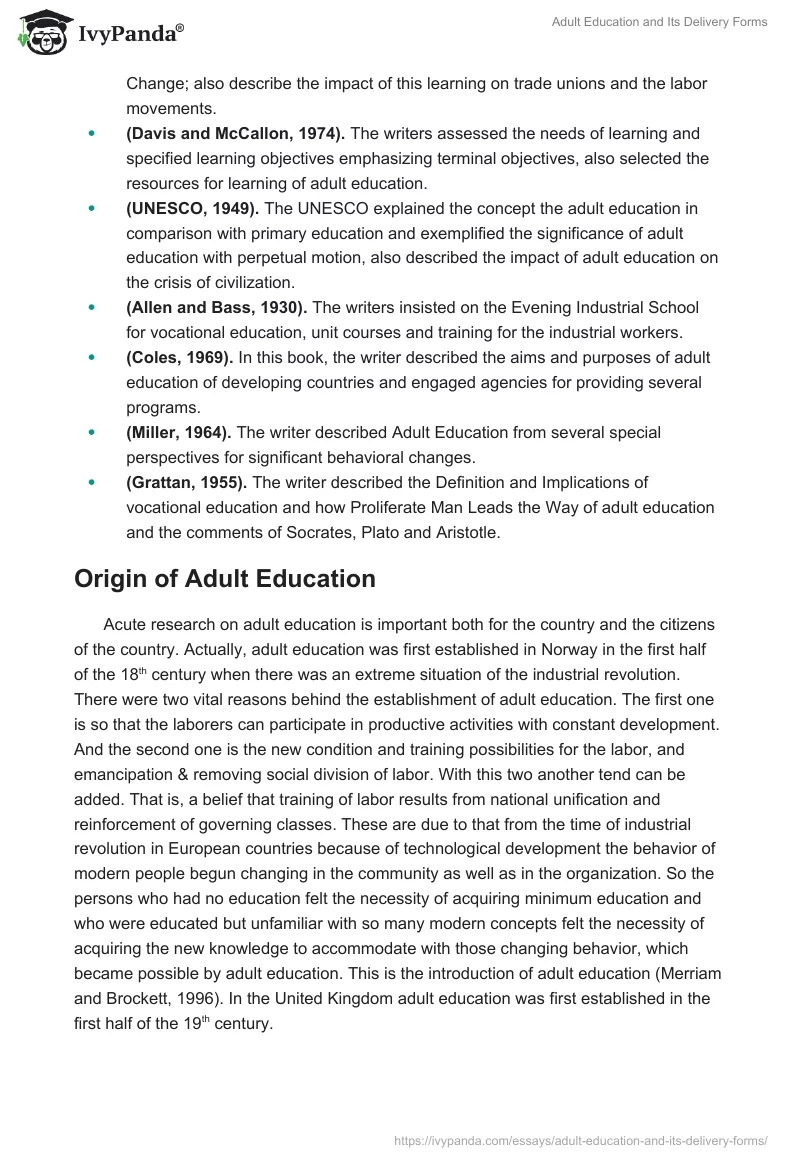 Adult Education and Its Delivery Forms. Page 2