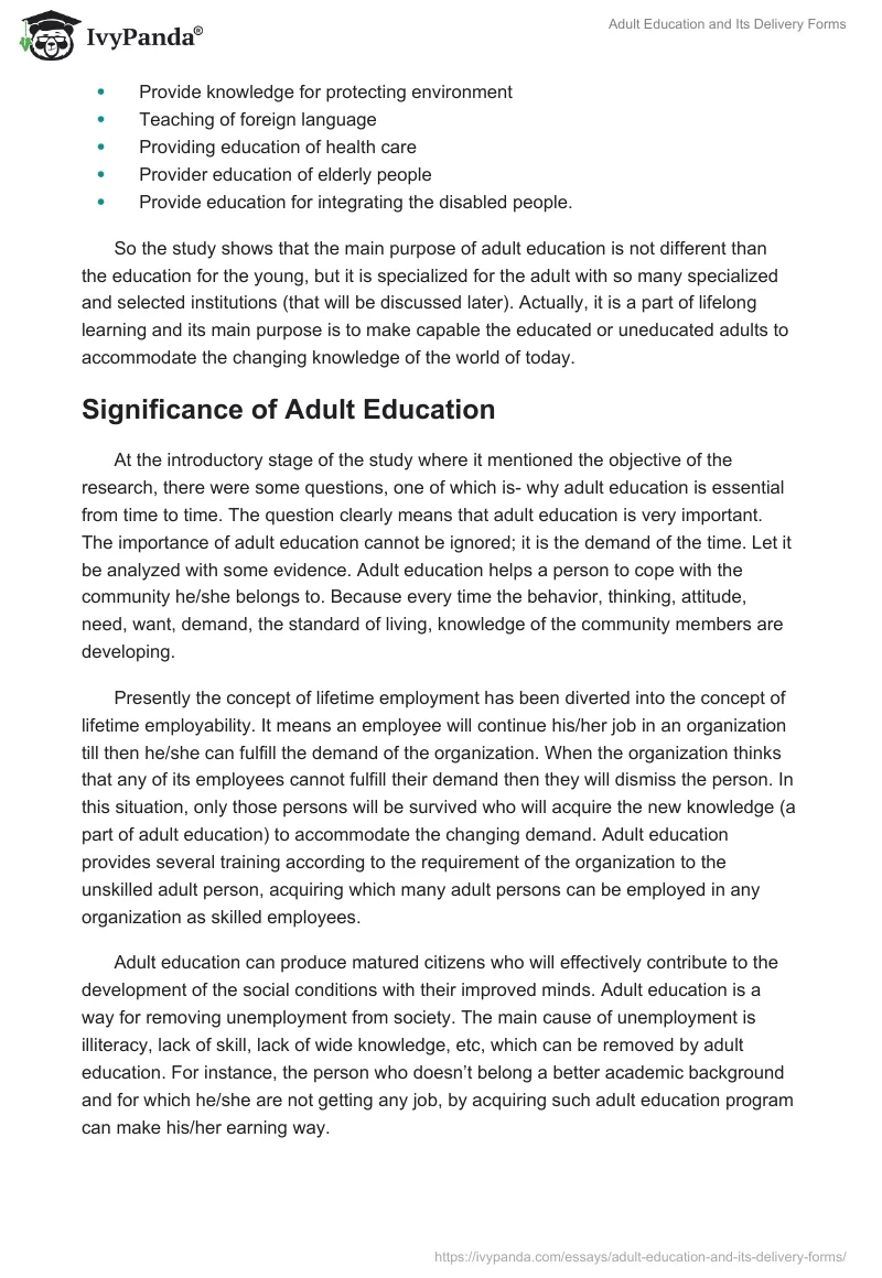 Adult Education and Its Delivery Forms. Page 5
