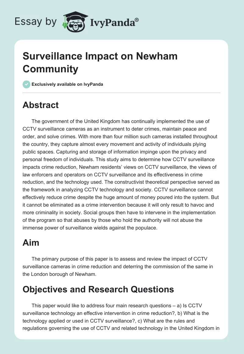 Surveillance Impact on Newham Community. Page 1