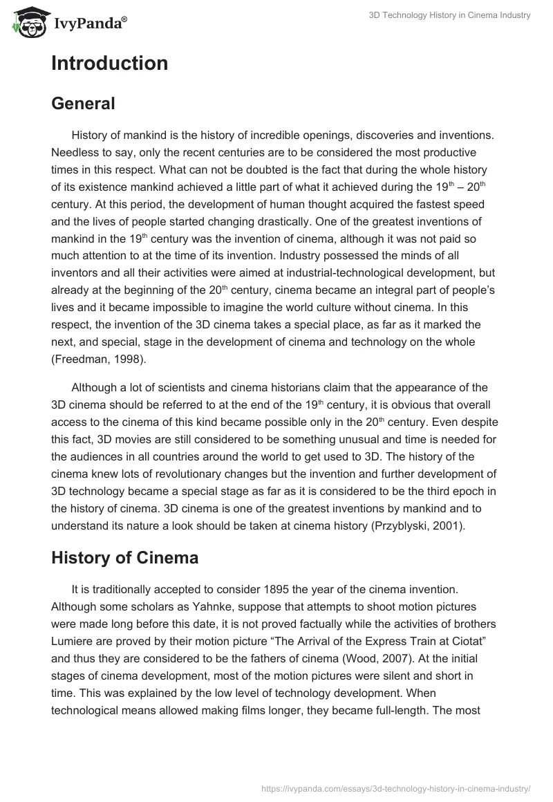 3D Technology History in Cinema Industry. Page 2
