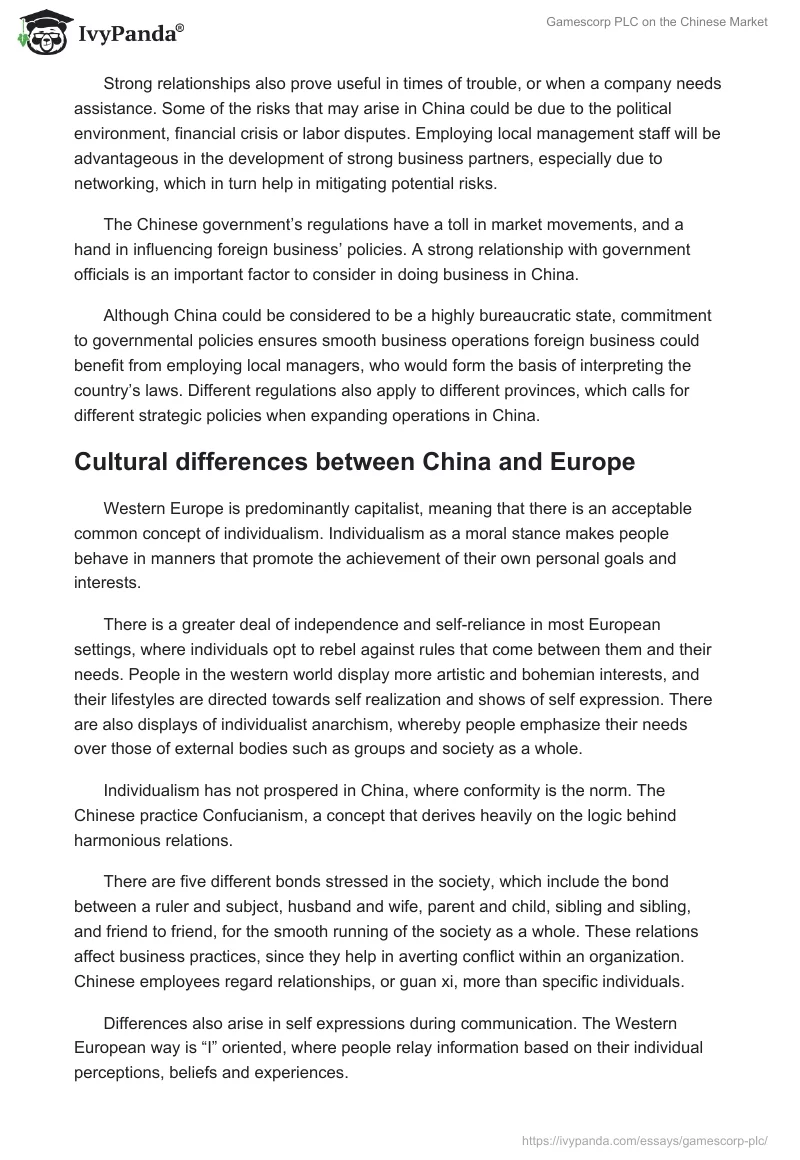 Gamescorp PLC on the Chinese Market. Page 2