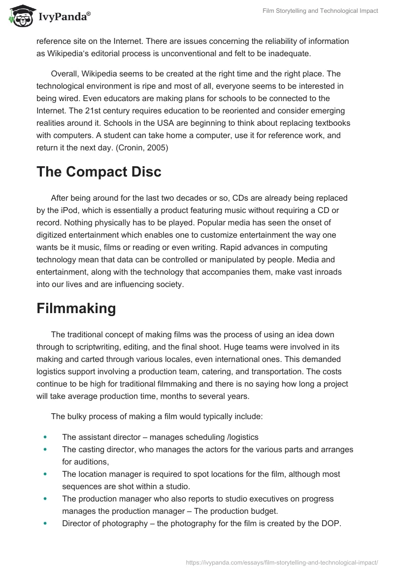 Film Storytelling and Technological Impact. Page 4