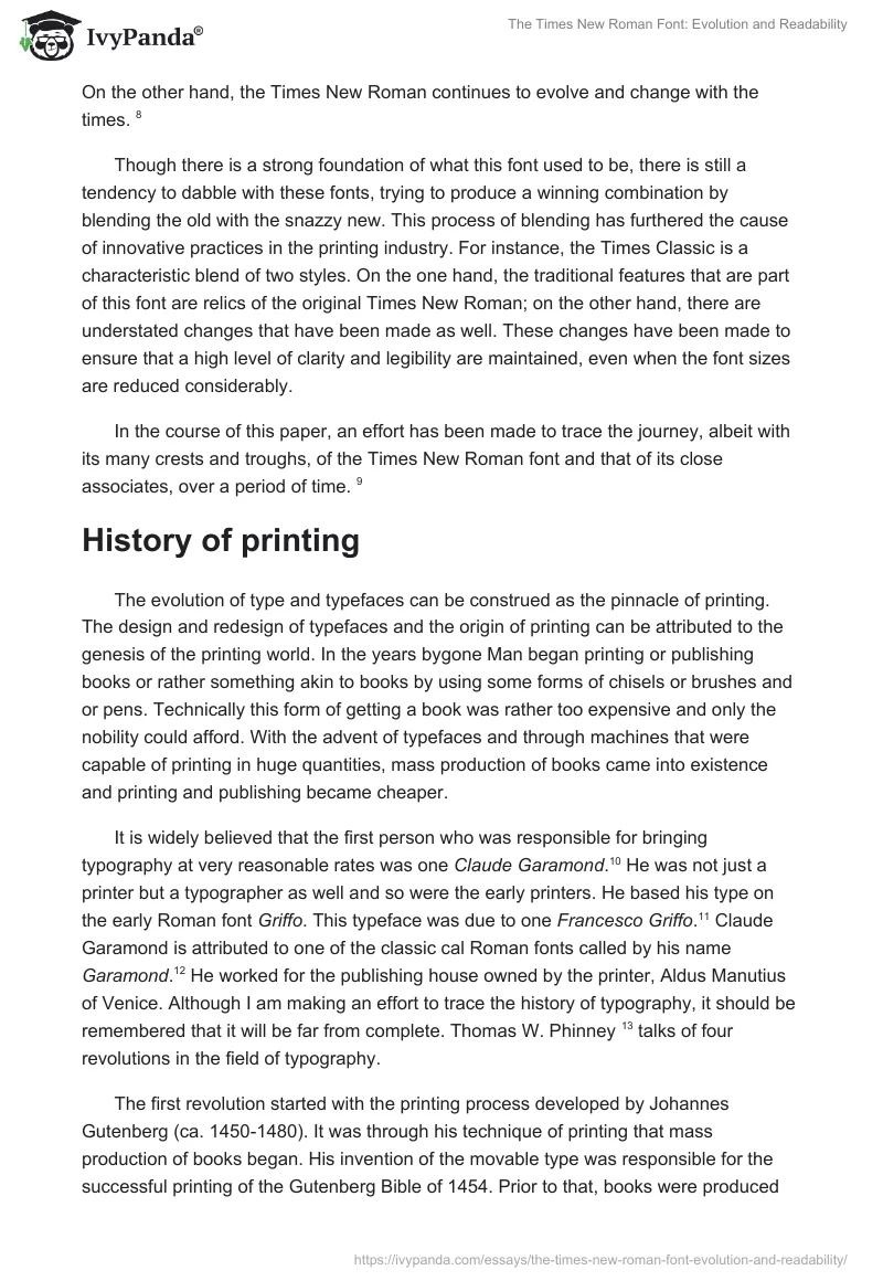 The Times New Roman Font: Evolution and Readability. Page 3