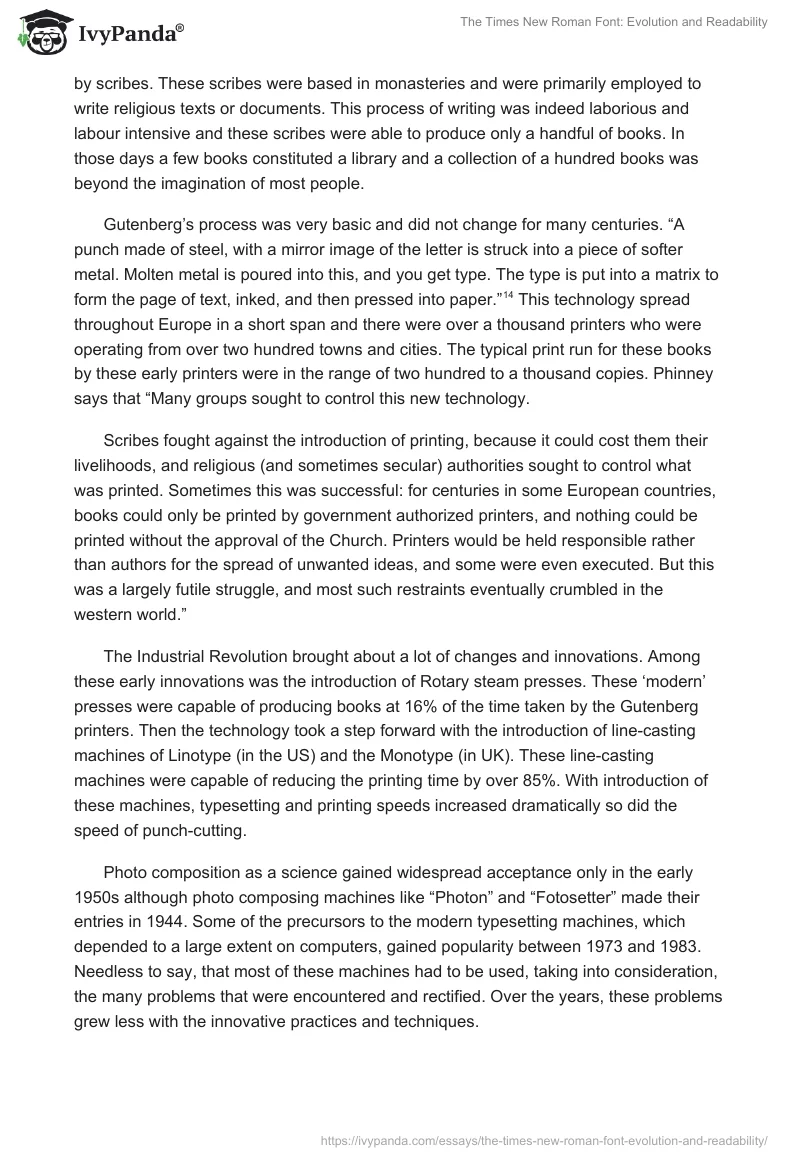 The Times New Roman Font: Evolution and Readability. Page 4