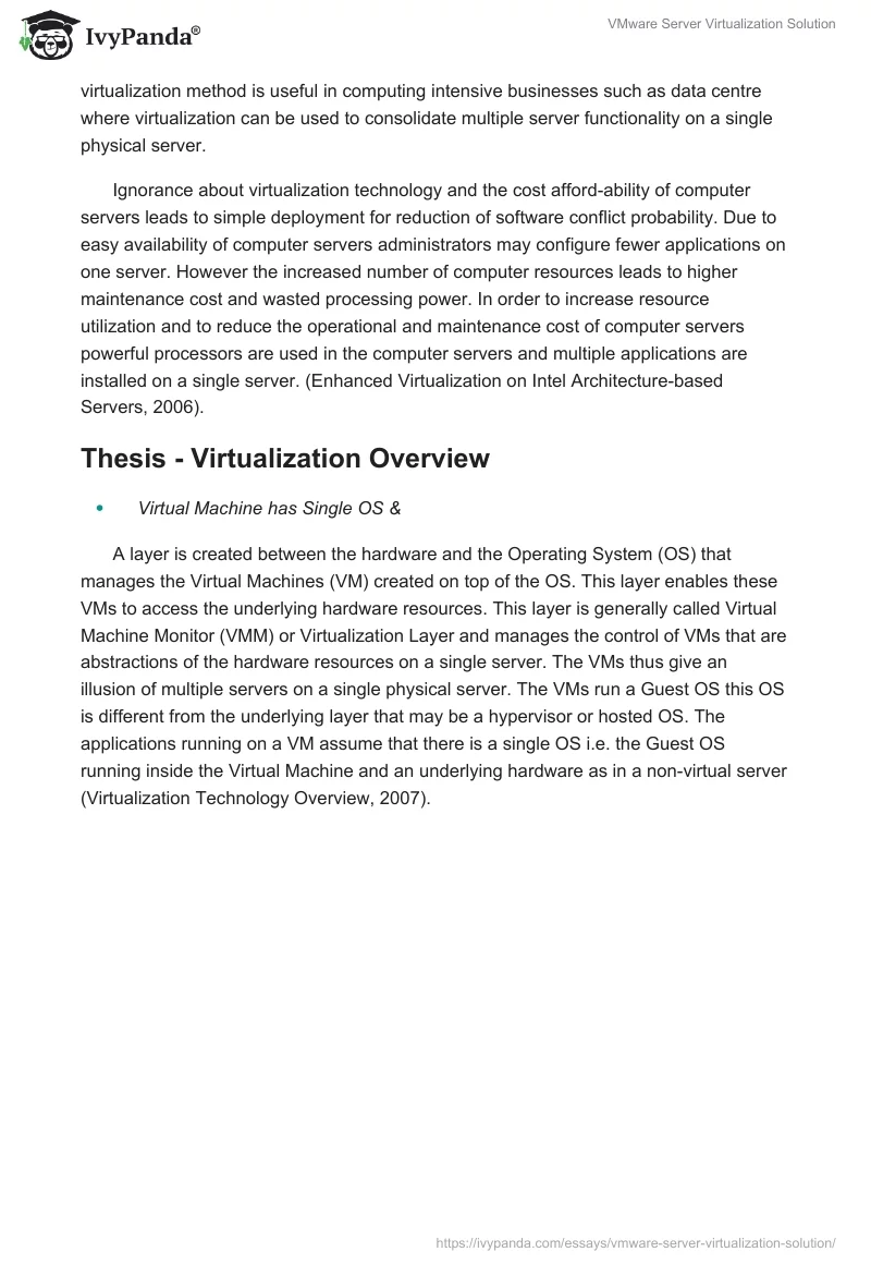 VMware Server Virtualization Solution. Page 2