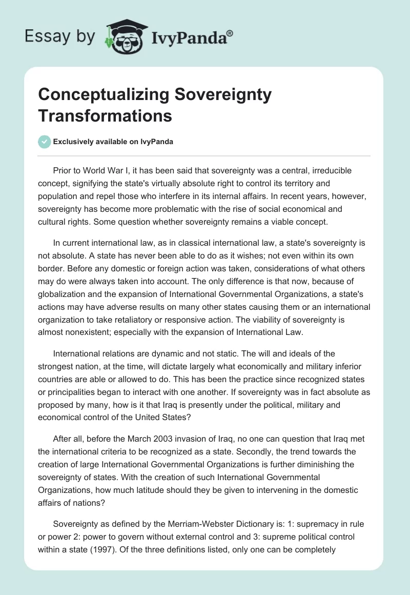 Conceptualizing Sovereignty Transformations. Page 1