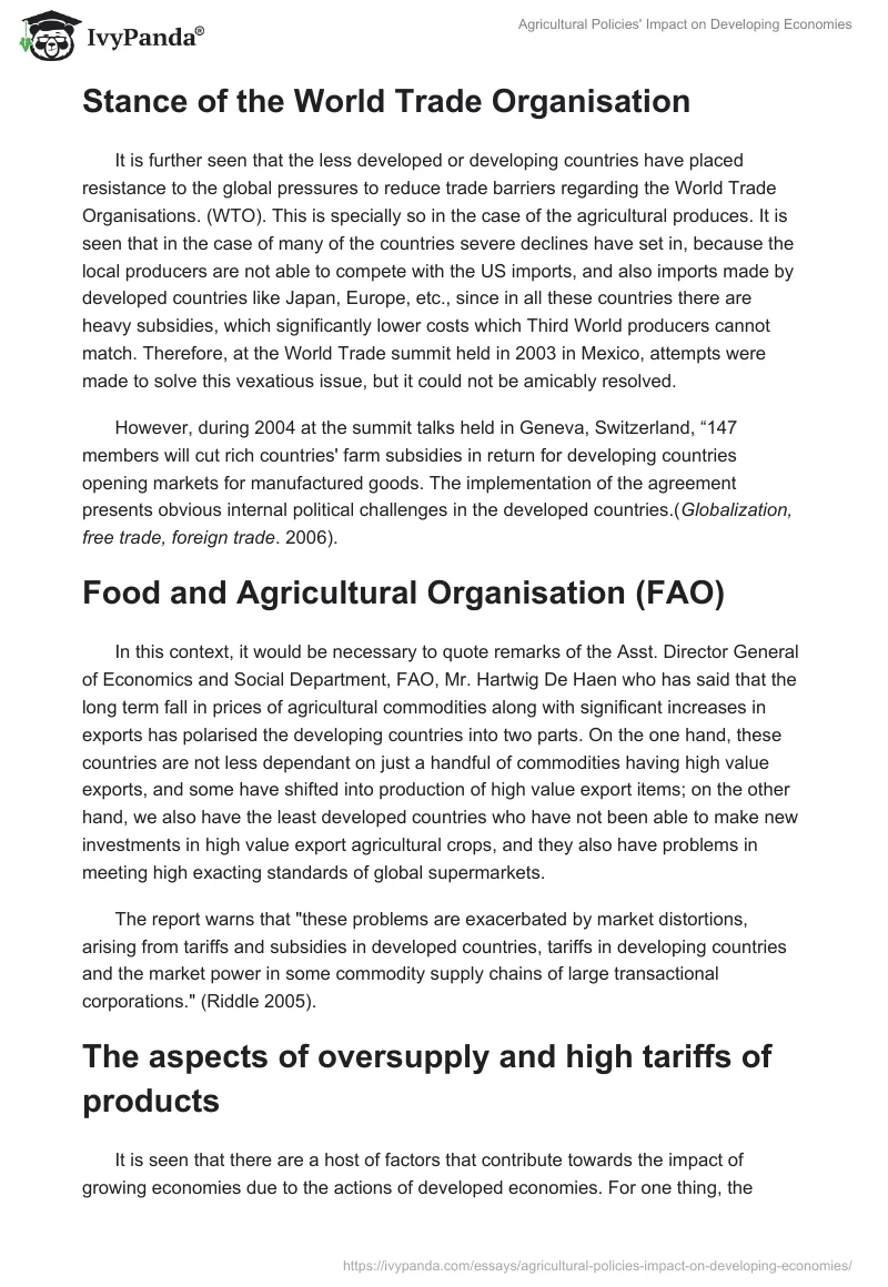 Agricultural Policies' Impact on Developing Economies. Page 3