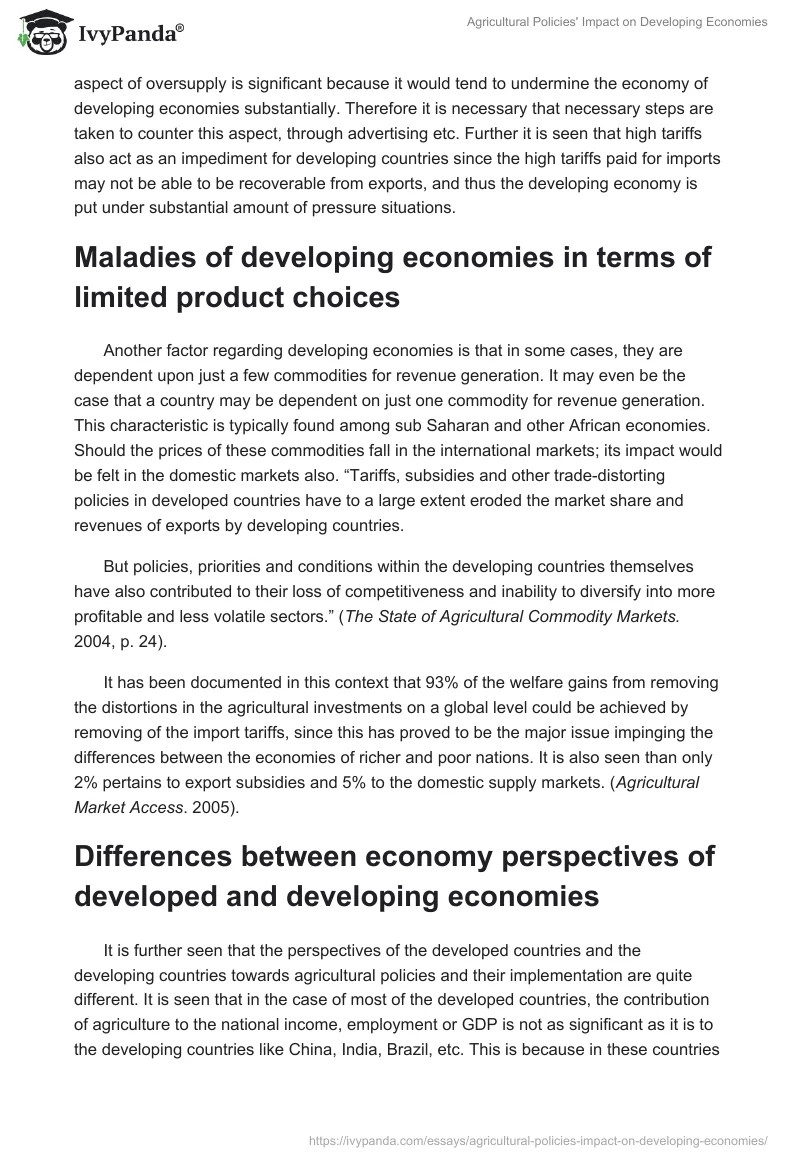 Agricultural Policies' Impact on Developing Economies. Page 4