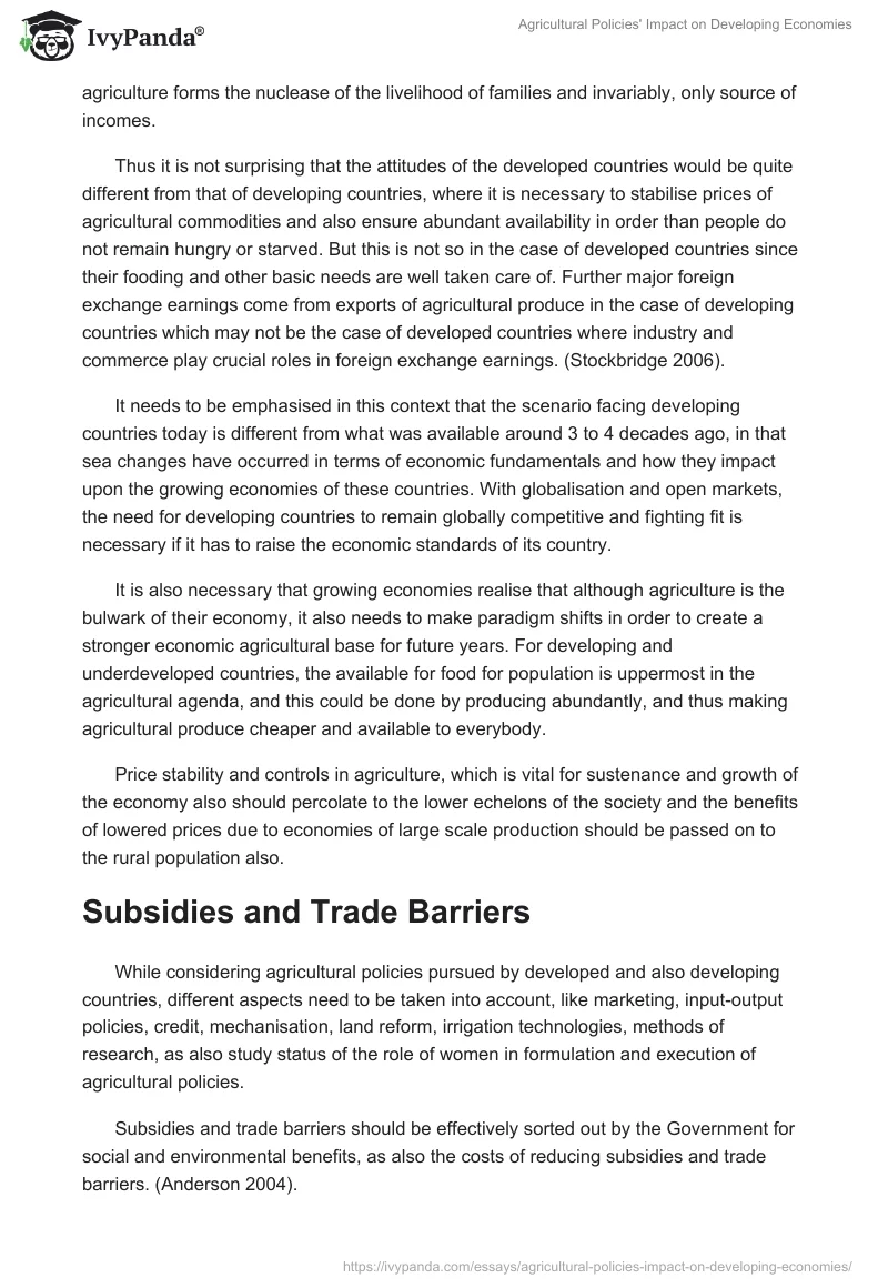 Agricultural Policies' Impact on Developing Economies. Page 5