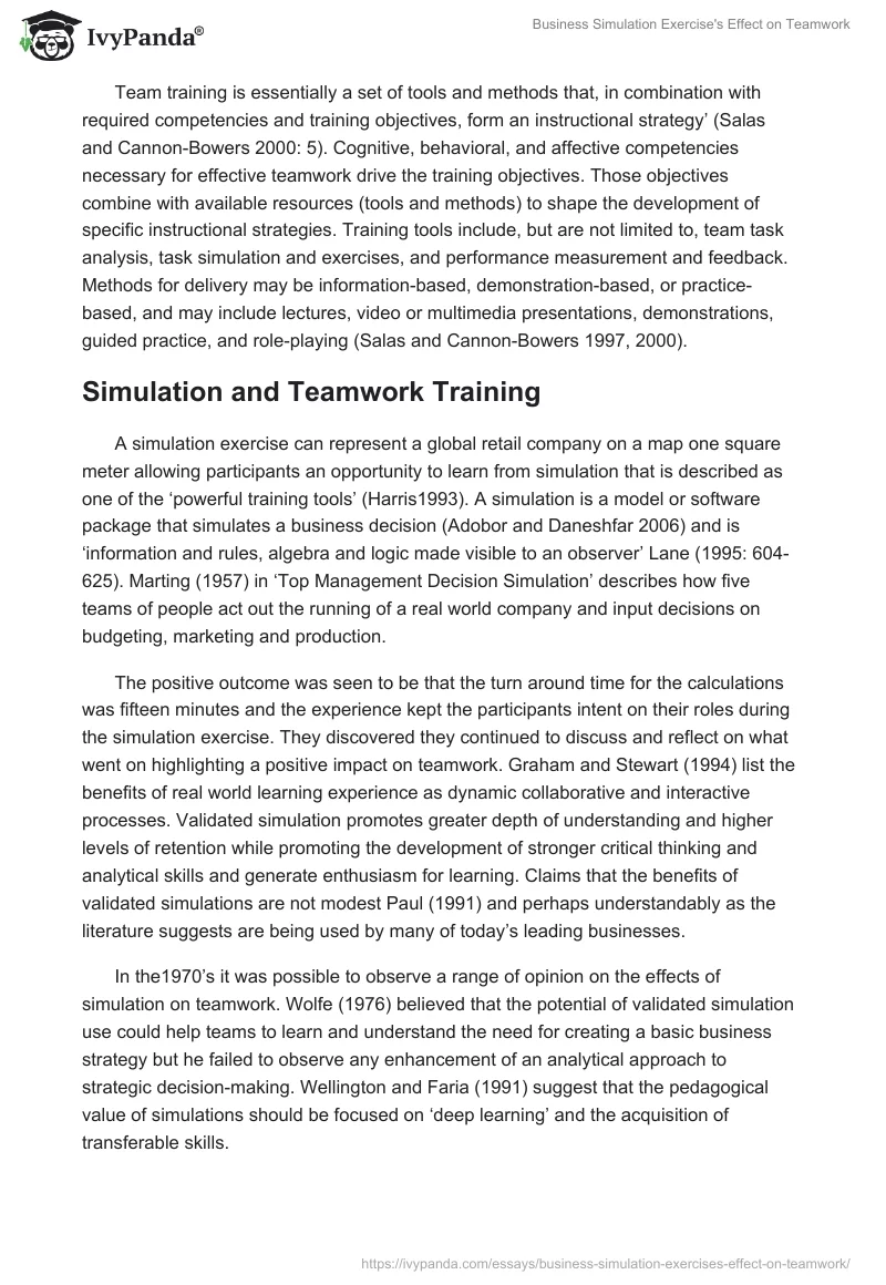Business Simulation Exercise's Effect on Teamwork. Page 4