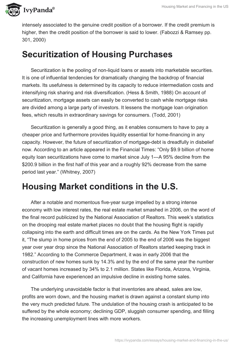Housing Market and Financing in the US. Page 4