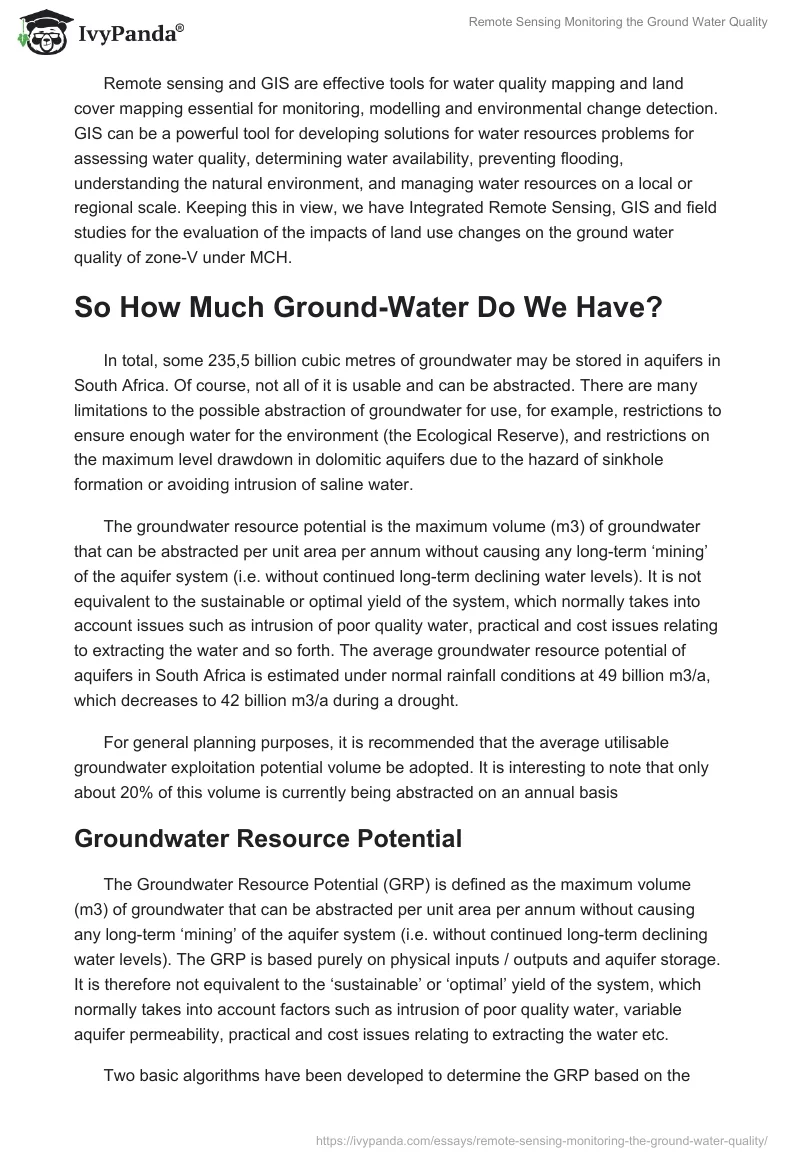 Remote Sensing Monitoring the Ground Water Quality. Page 3