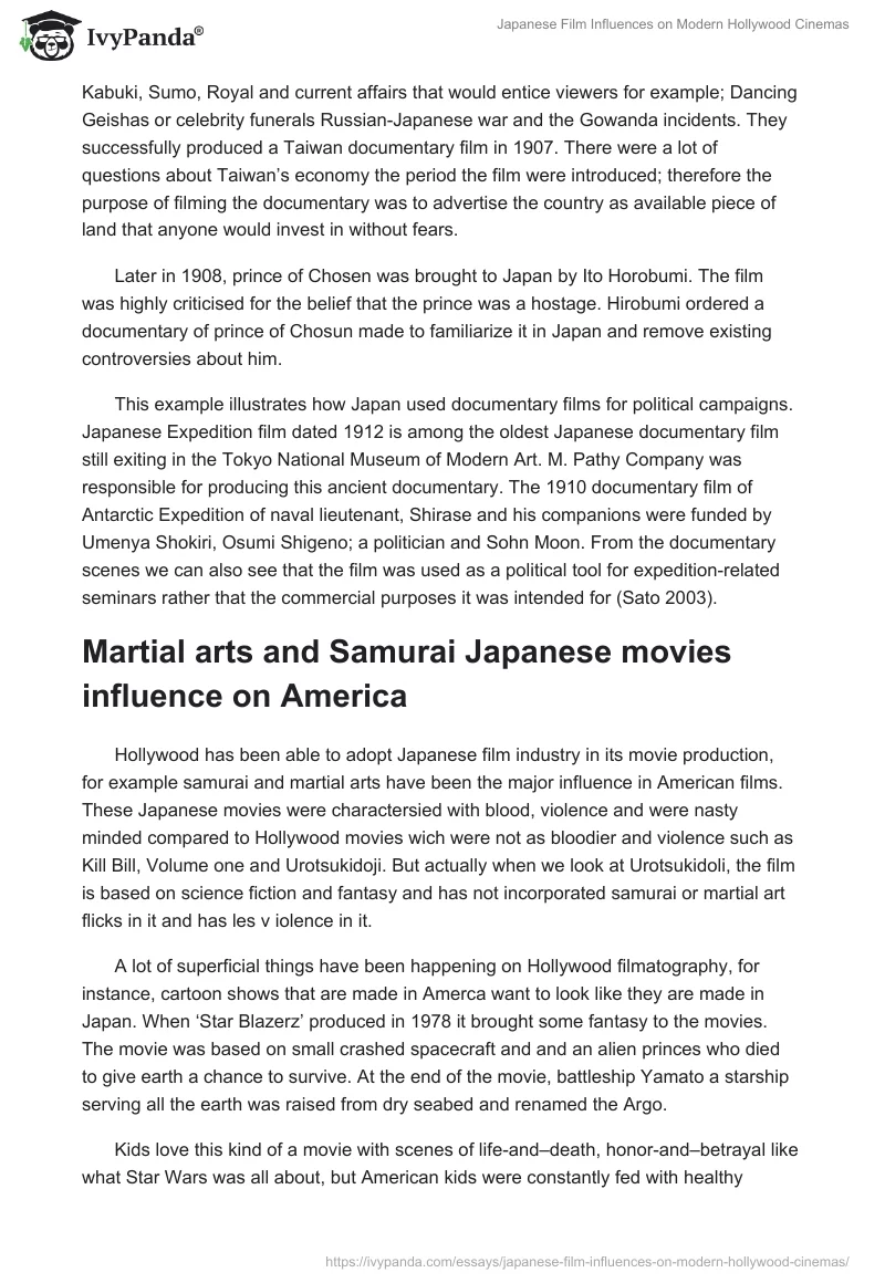 Japanese Film Influences on Modern Hollywood Cinemas. Page 3