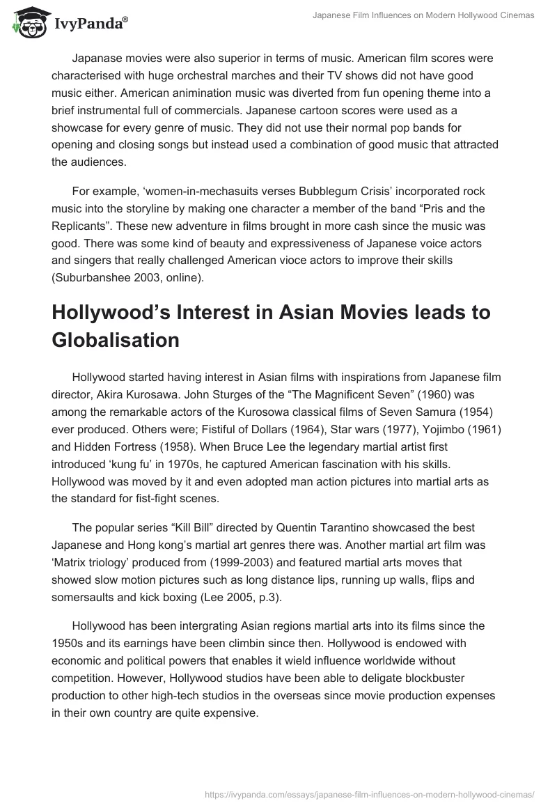 Japanese Film Influences on Modern Hollywood Cinemas. Page 5