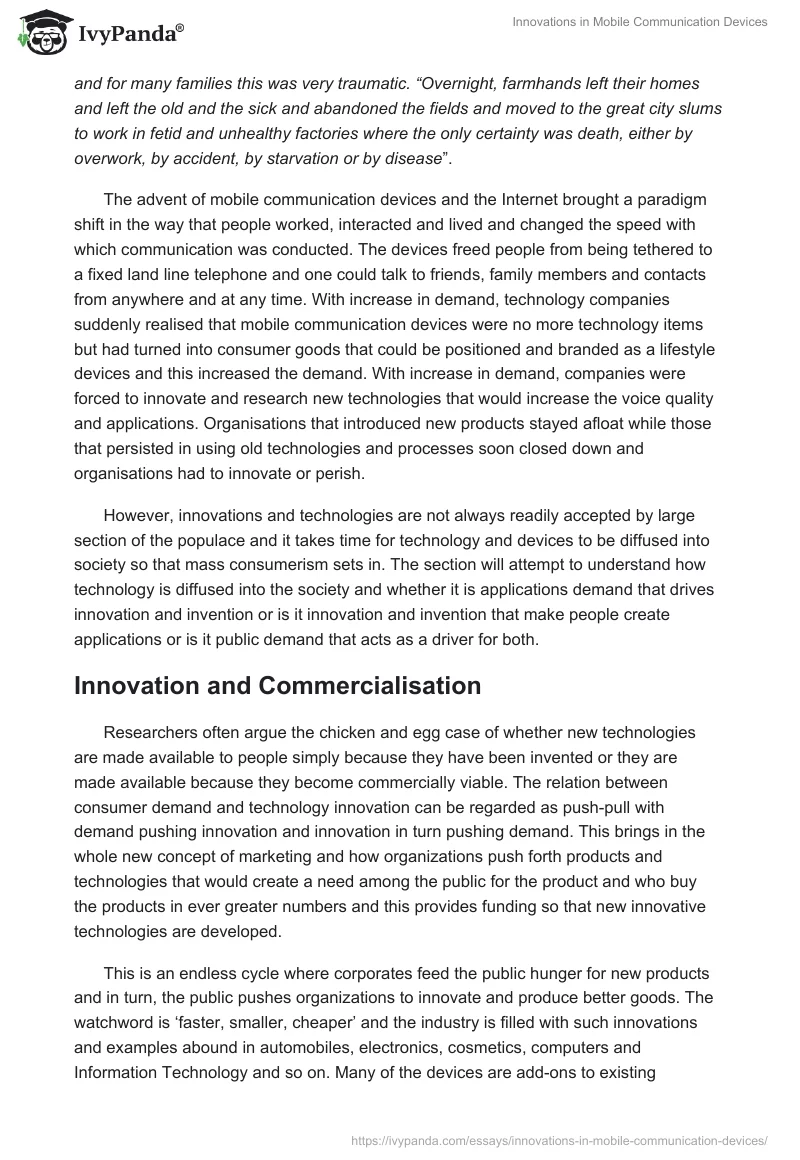Innovations in Mobile Communication Devices. Page 2