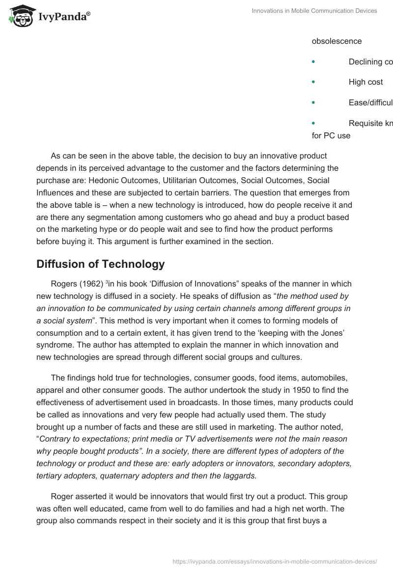 Innovations in Mobile Communication Devices. Page 4