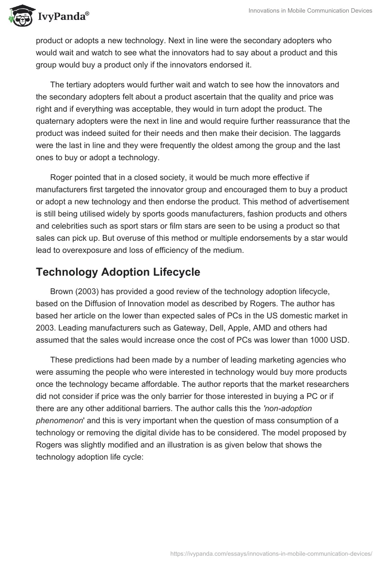 Innovations in Mobile Communication Devices. Page 5