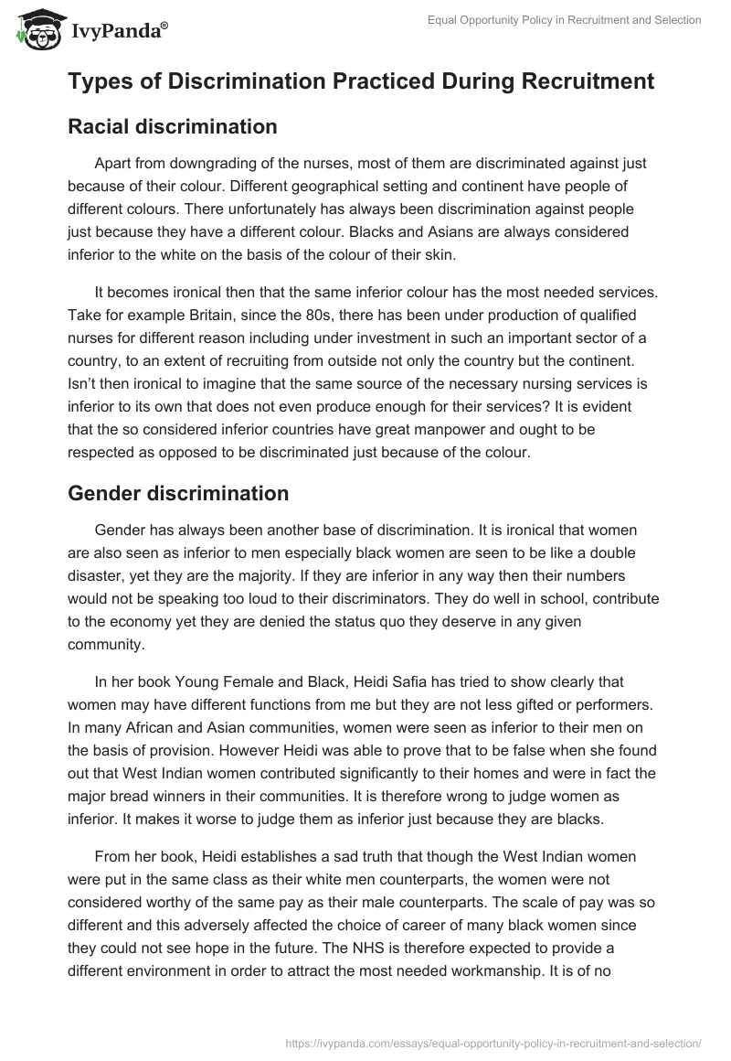 Equal Opportunity Policy in Recruitment and Selection. Page 5