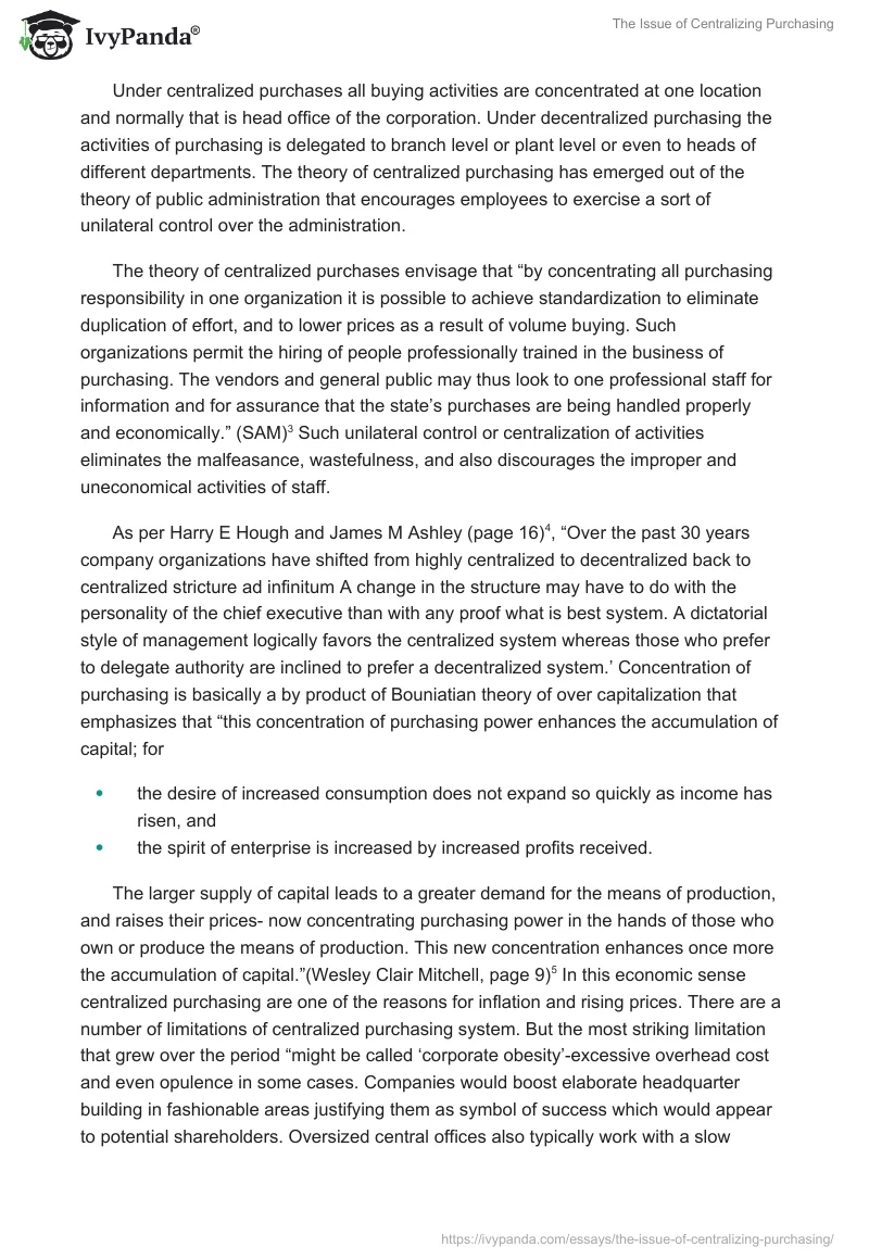 The Issue of Centralizing Purchasing. Page 3
