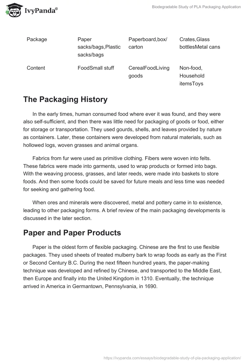 Biodegradable Study of PLA Packaging Application. Page 5