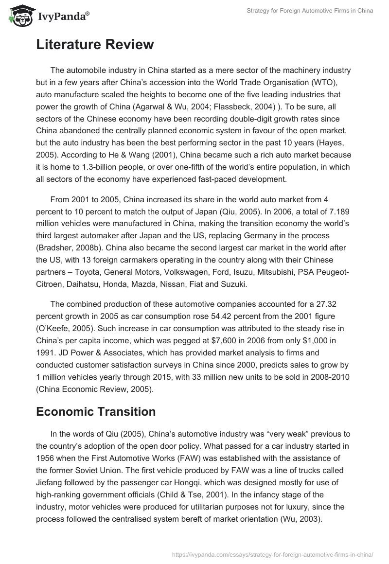 Strategy for Foreign Automotive Firms in China. Page 4