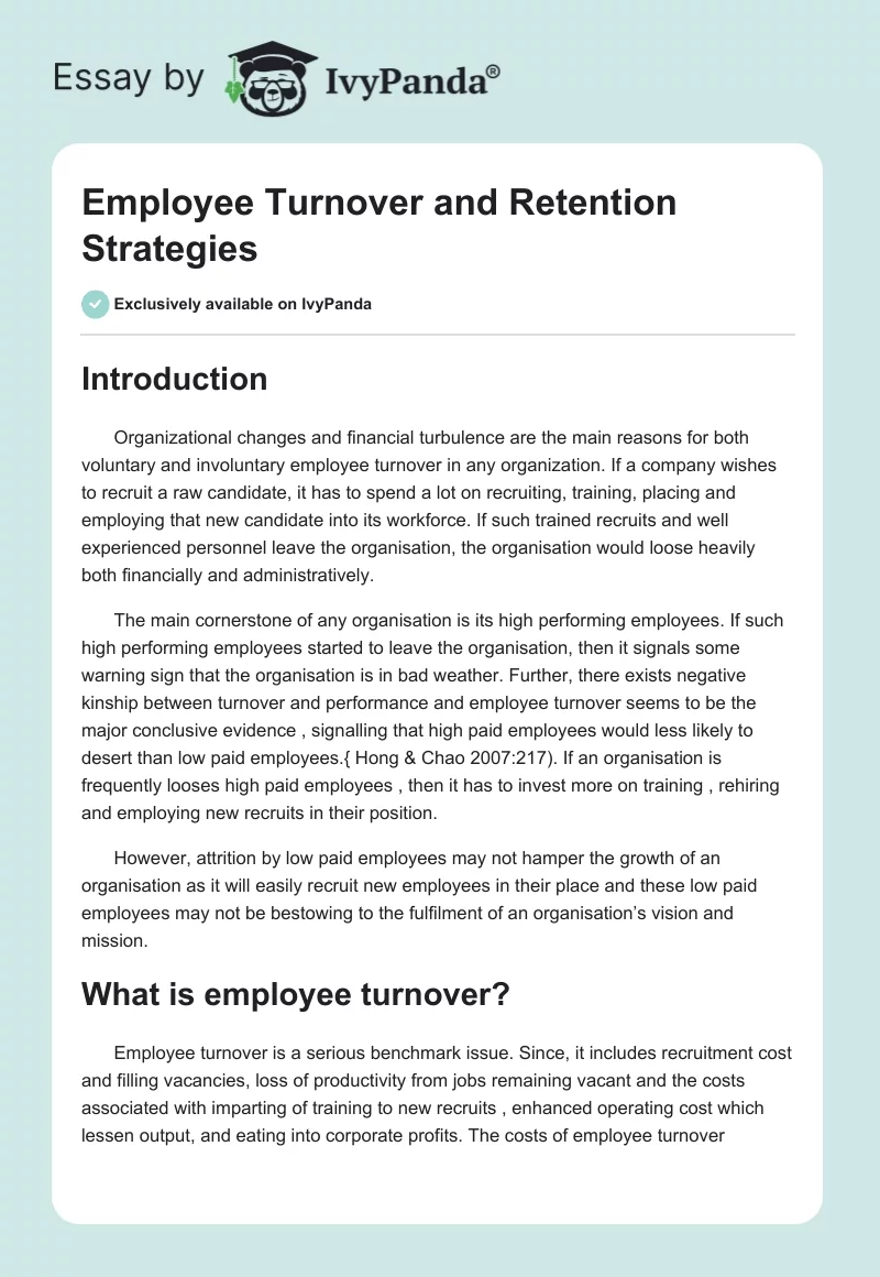 employee turnover and retention dissertation