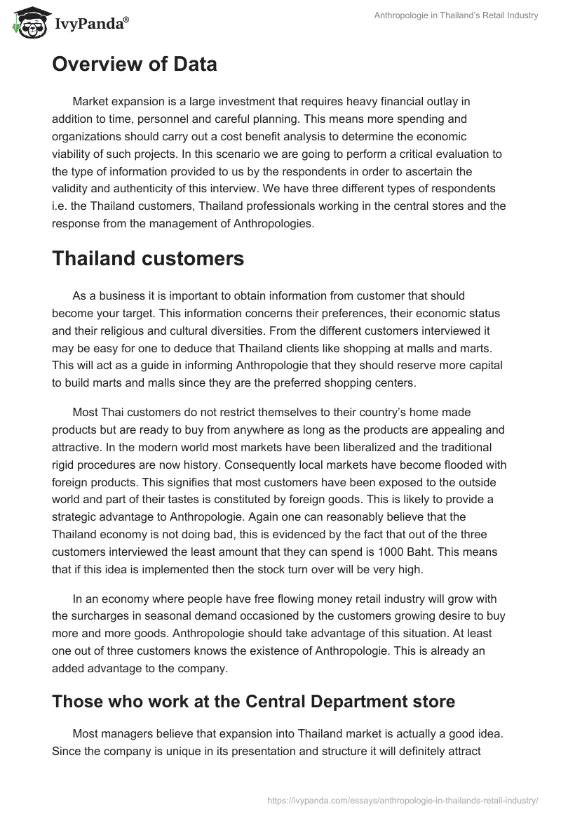 Anthropologie in Thailand’s Retail Industry. Page 2