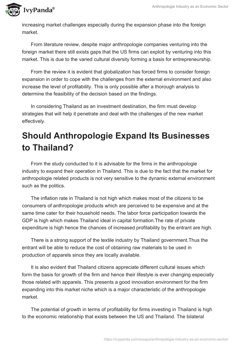 Anthropologie Industry as an Economic Sector. Page 3