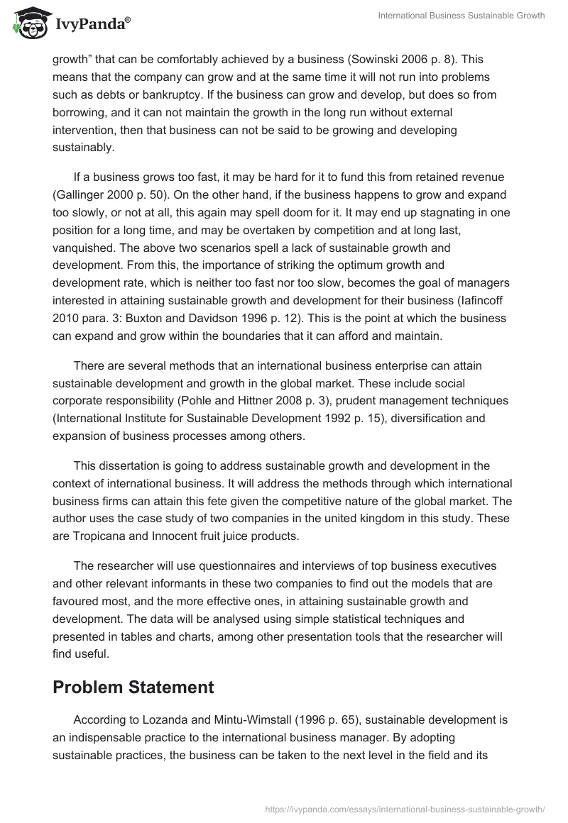 International Business Sustainable Growth. Page 2