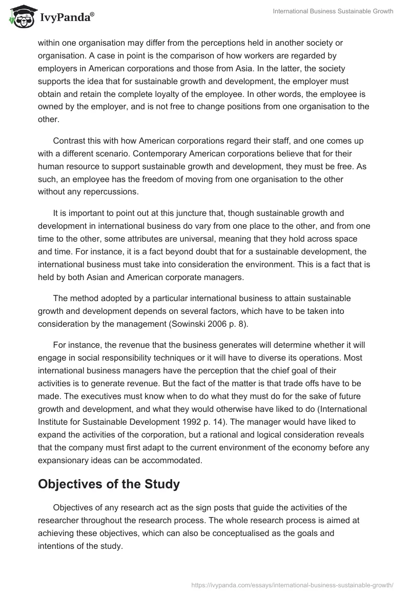 International Business Sustainable Growth. Page 4