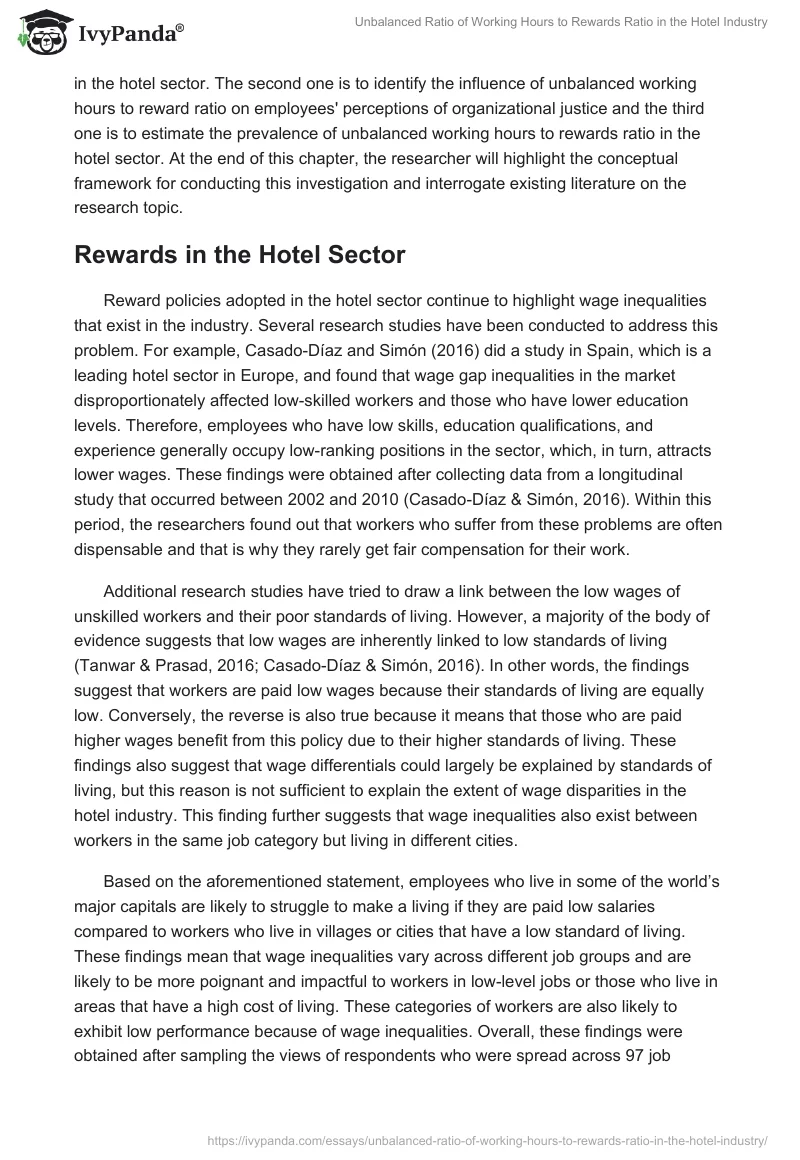 Unbalanced Ratio of Working Hours to Rewards Ratio in the Hotel Industry. Page 5