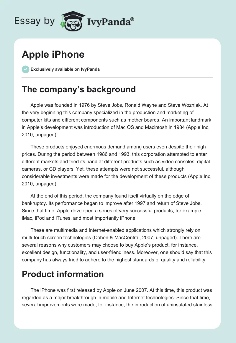Apple iPhone. Page 1