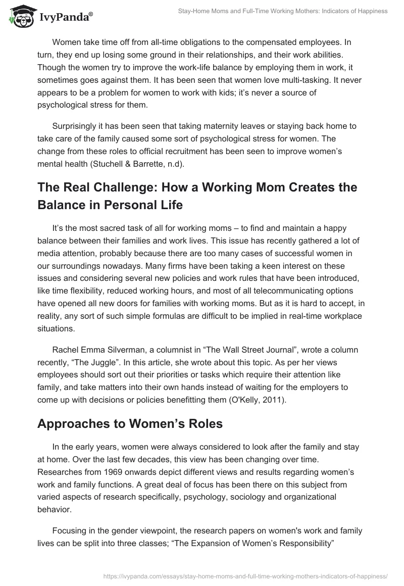 Stay-Home Moms and Full-Time Working Mothers: Indicators of Happiness. Page 4