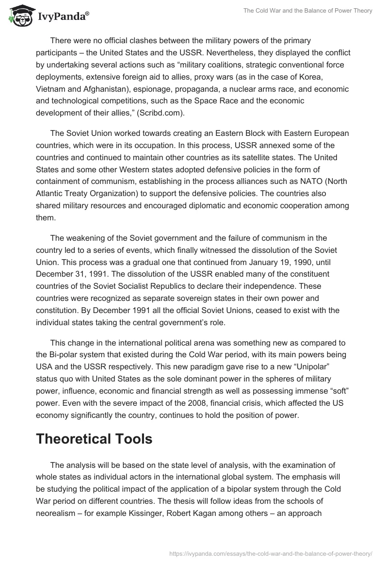 The Cold War and the Balance of Power Theory. Page 2