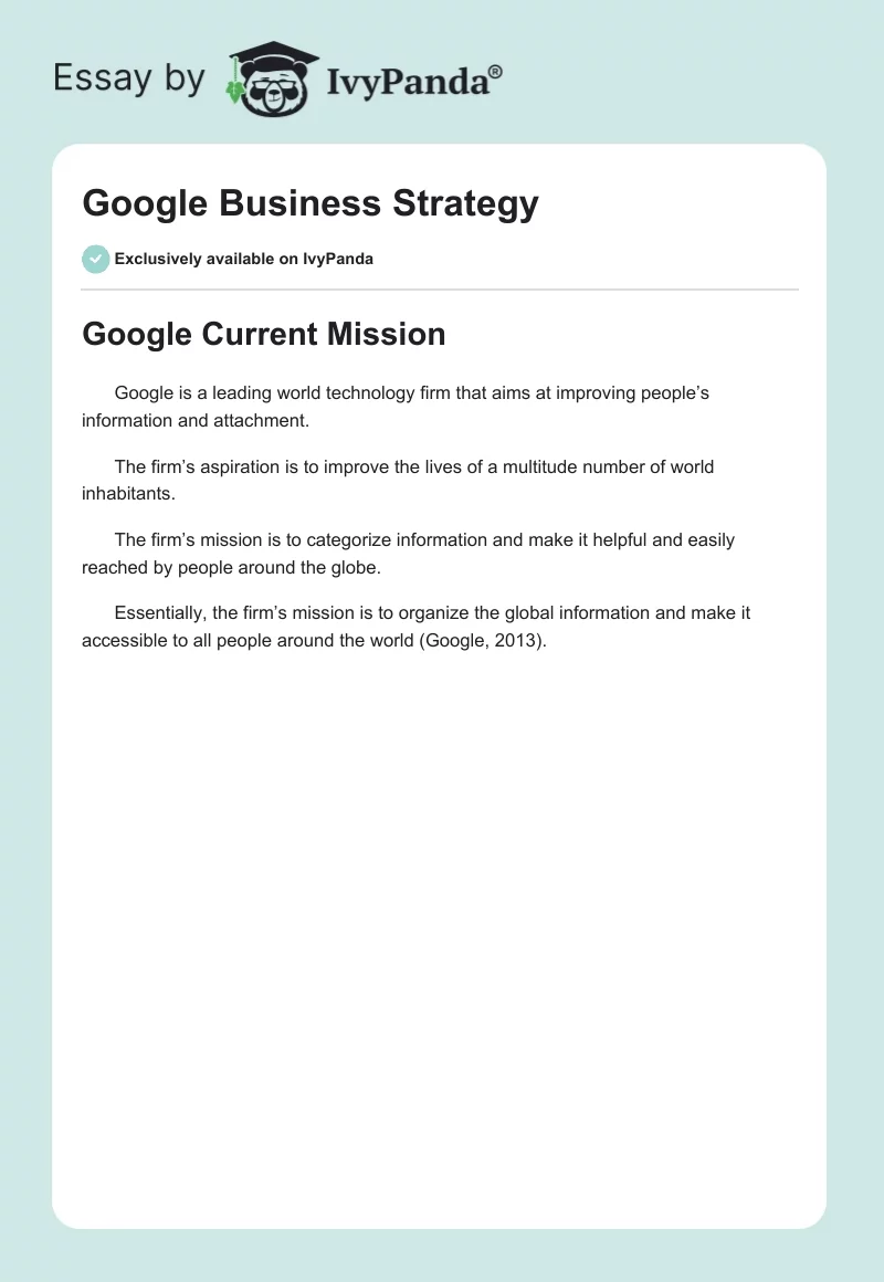 Google Business Strategy. Page 1