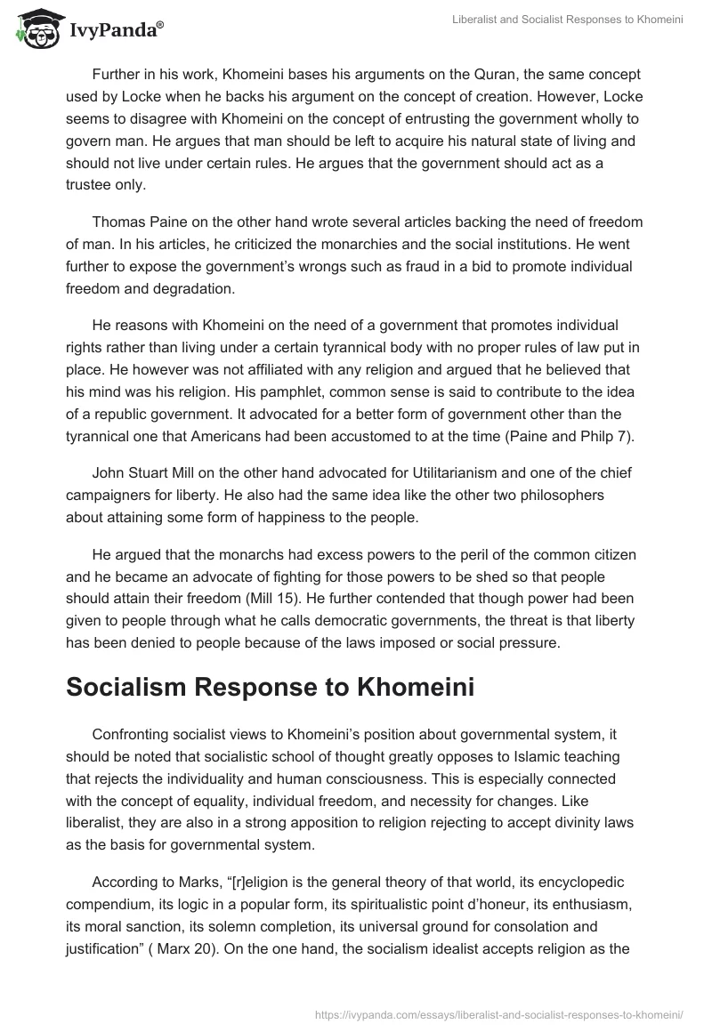 Liberalist and Socialist Responses to Khomeini. Page 3