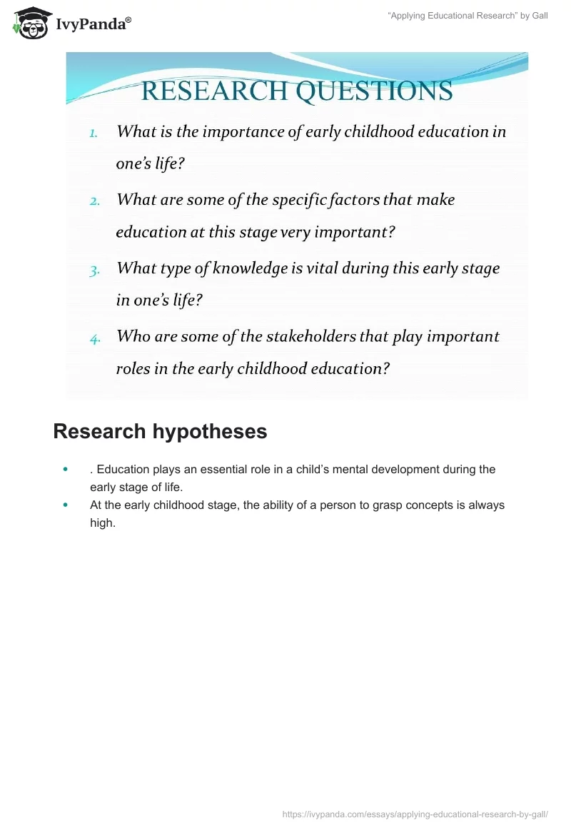 “Applying Educational Research” by Gall. Page 4