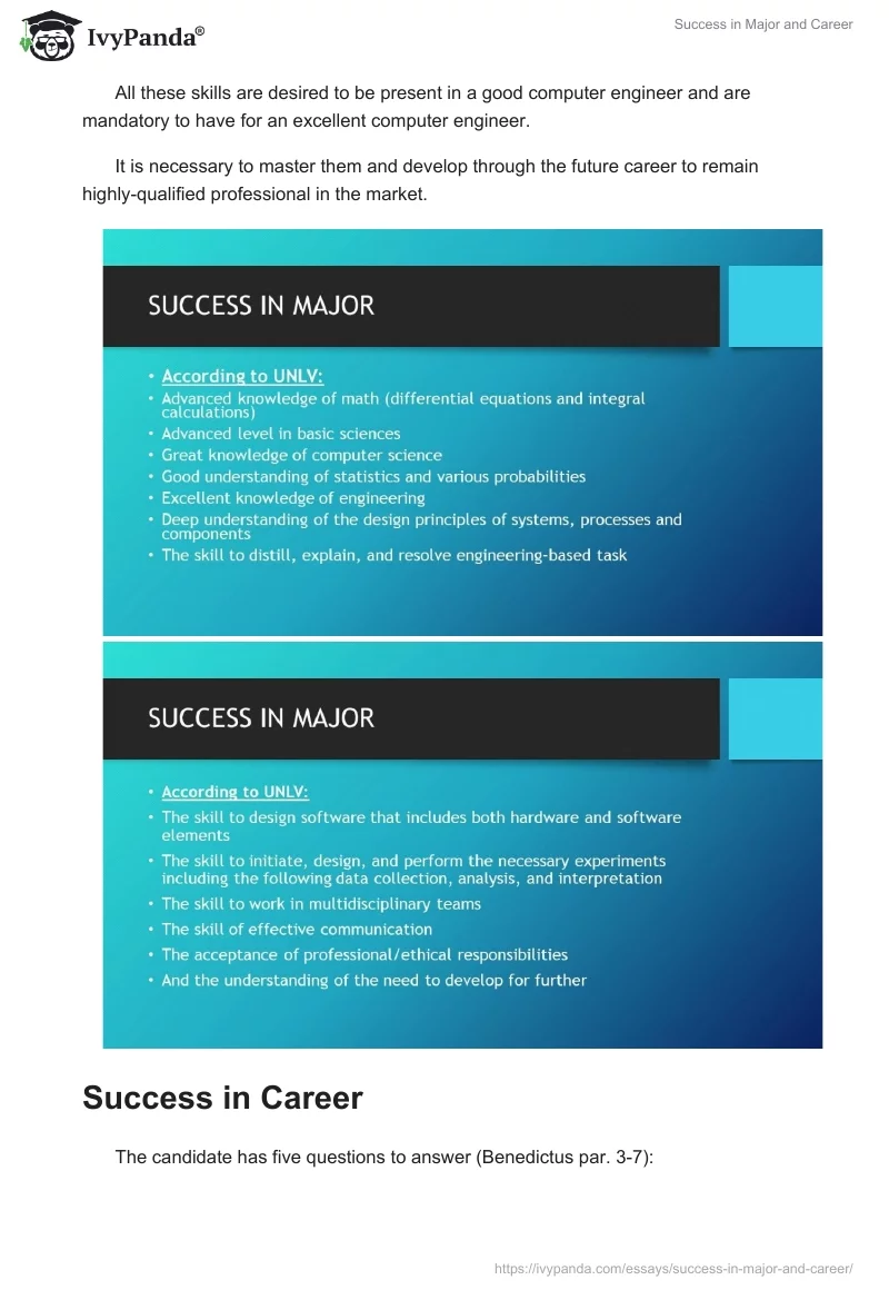 Success in Major and Career. Page 2