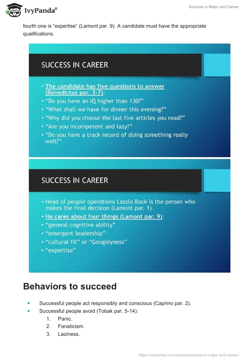 Success in Major and Career. Page 4