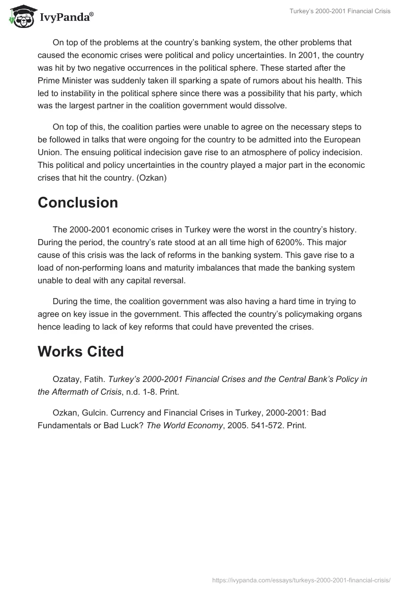 Turkey’s 2000-2001 Financial Crisis. Page 2