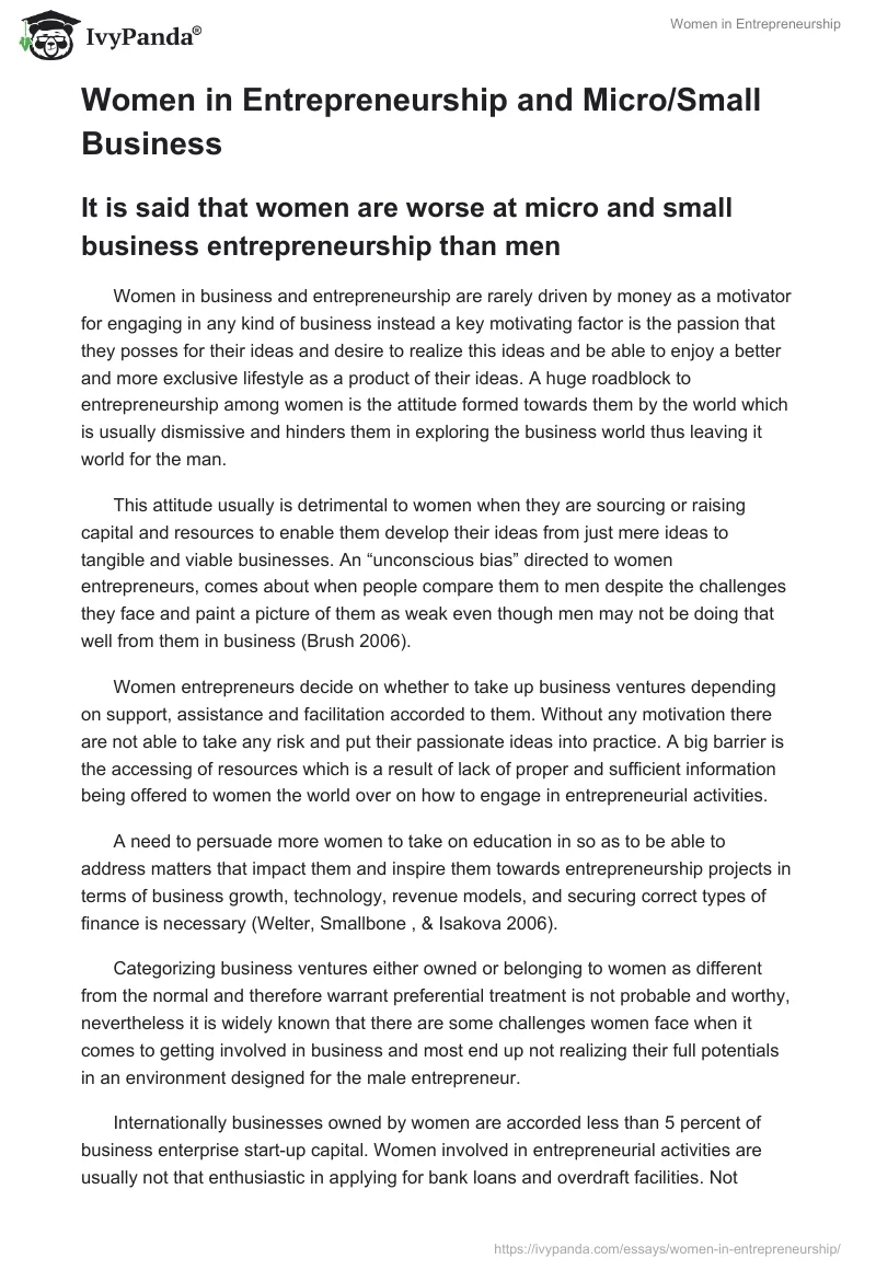 Women in Entrepreneurship. Page 3