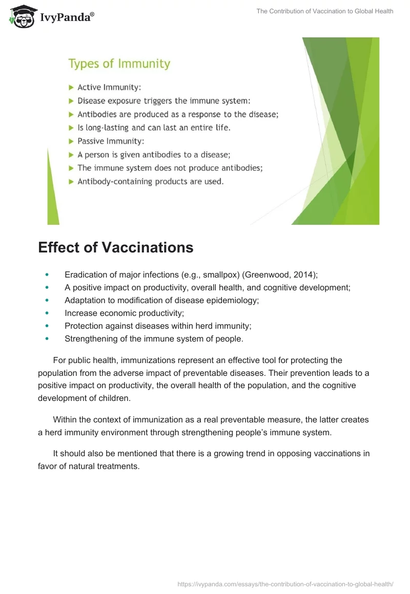 The Contribution of Vaccination to Global Health. Page 3