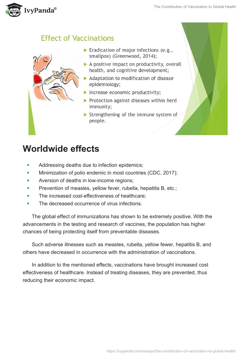 The Contribution of Vaccination to Global Health. Page 4